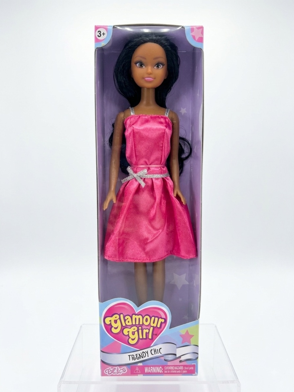 Glamour Girl  Pink Bow Dress Black Doll NWT